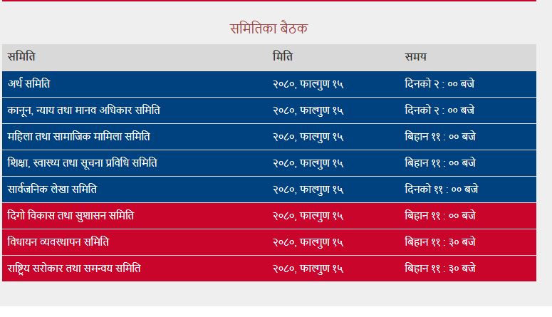 संघीय संसदका ८ समितिका बैठक एकैपटक बस्दैँ